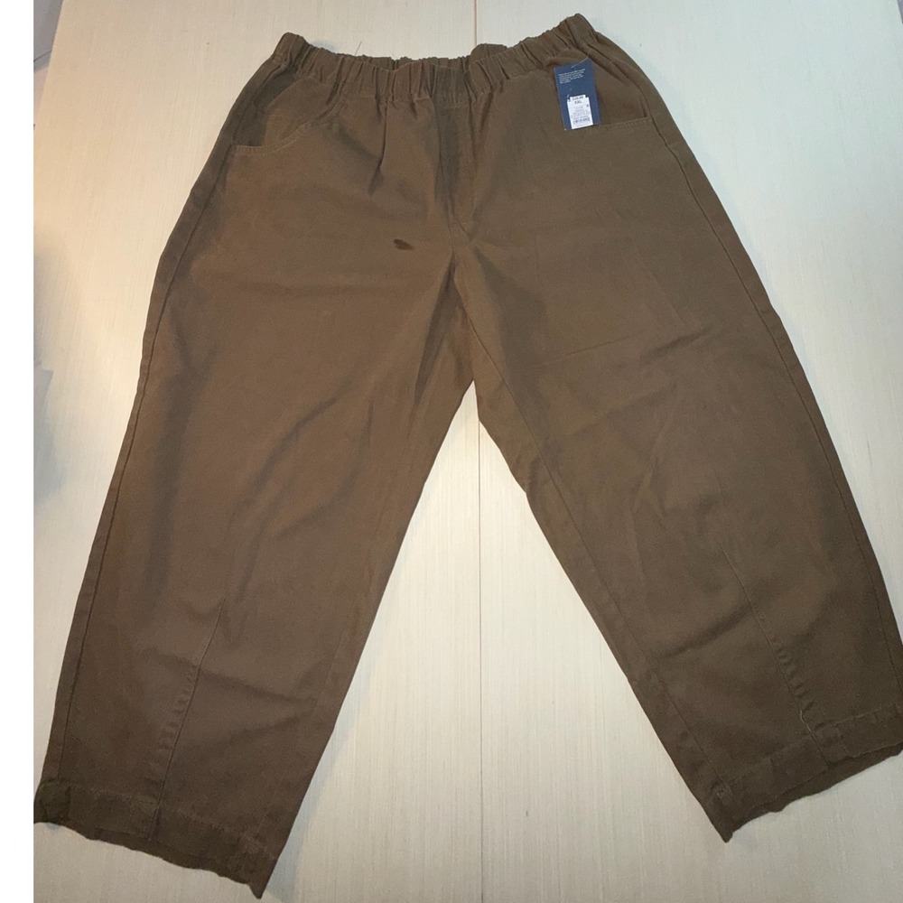 Universal Thread Womens XXL Olive Brown Wide Leg Elastic Waist Crop Pants New - Picture 2 of 9